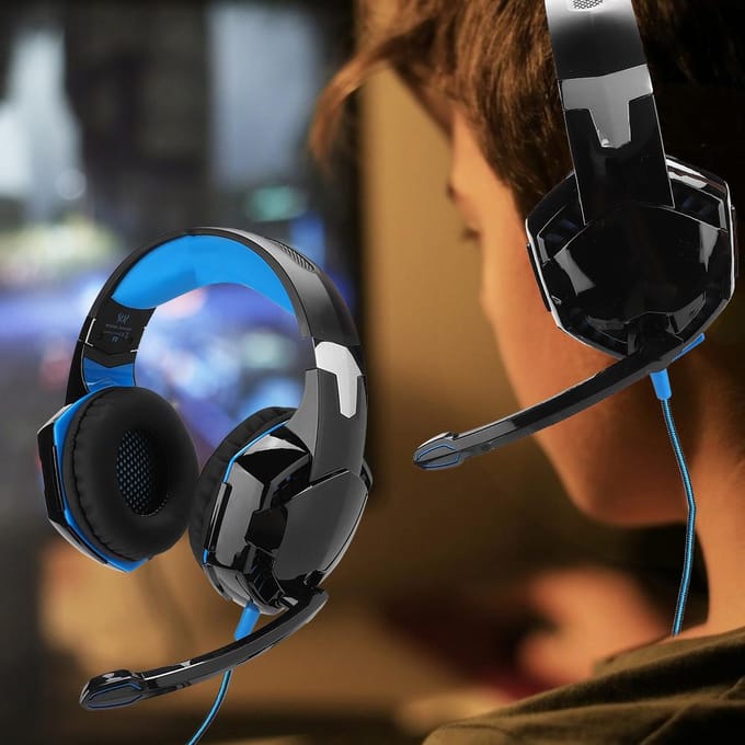 G9000 Gaming Headset Bedrade Verlichting Koptelefoon met Microfoon voor PC Computer GameZwart en blauw