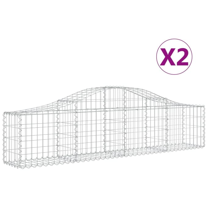 vidaXL - Schanskorven - 2 - st - gewelfd - 200x30x40/60 - cm - gegalvaniseerd - ijzer