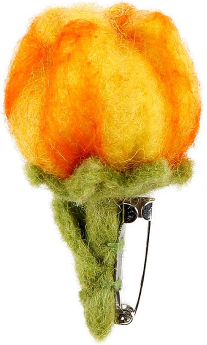 Broche bloem - Tulp Geel/Oranje Vilt - 8cm