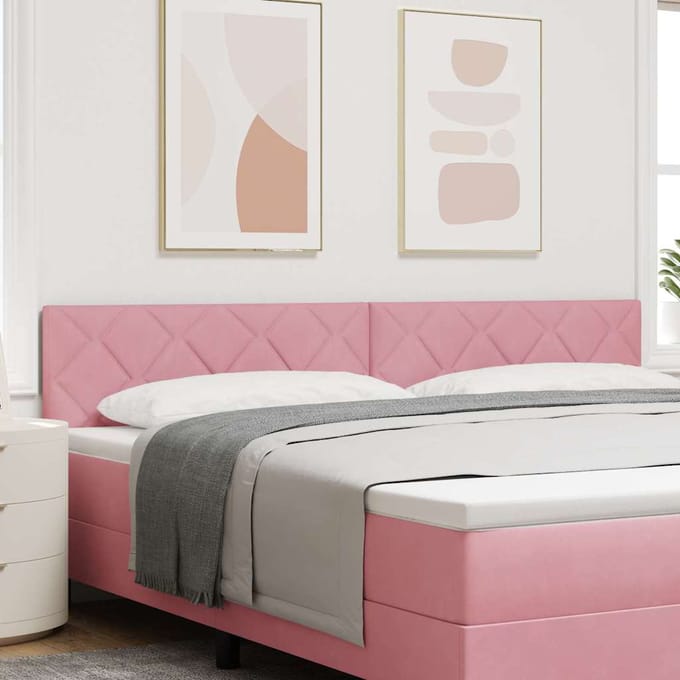 vidaXL - LED - Hoofdbord - Roze - 200 - cm - Fluweel