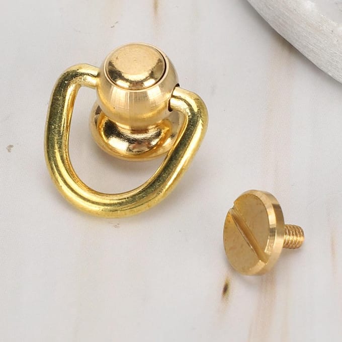 5 Sets D-ring Klinknagels Messing Nagel Chicago Stud Schroef Leerbewerking Parfum Bel Goud 10x5mm beige