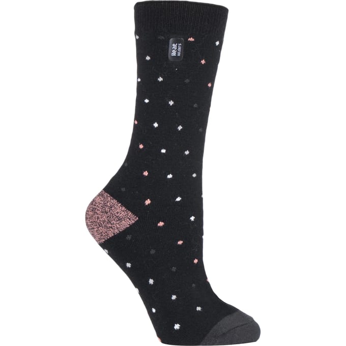 Heat Holders Dames Ultra Lite thermo geklede sokken - Zwart Spots (Bes)