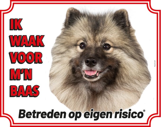 Keeshond Waakbord - Ik waak voor mijn Baas Grijs
