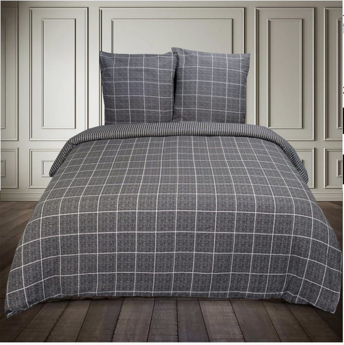 Luxe Katoen Flanel dekbedovertrek Noche Anthracite - 240x220