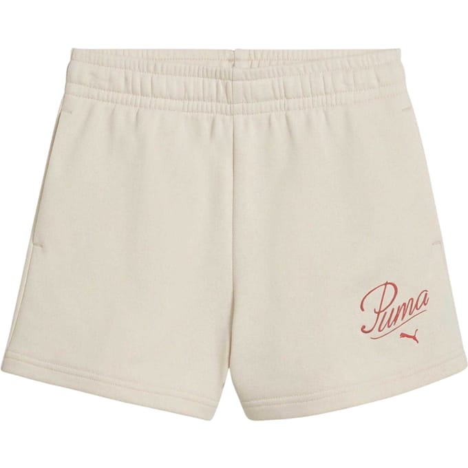 Puma Fleece-shorts met opschrift voor kinderen (Alpenwit)