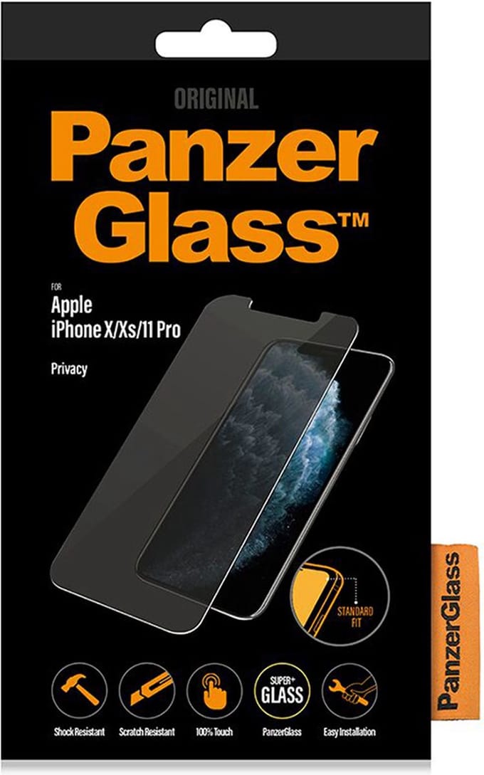 PanzerGlass Screenprotector geschikt voor Apple iPhone X Glazen | PanzerGlass Standard Fit Screenprotector Privacy - Case Friendly