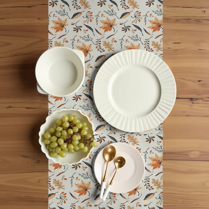 ABAKUHAUS Herfst-tafelrunner – rechthoekig 40×180 cm – ivoor