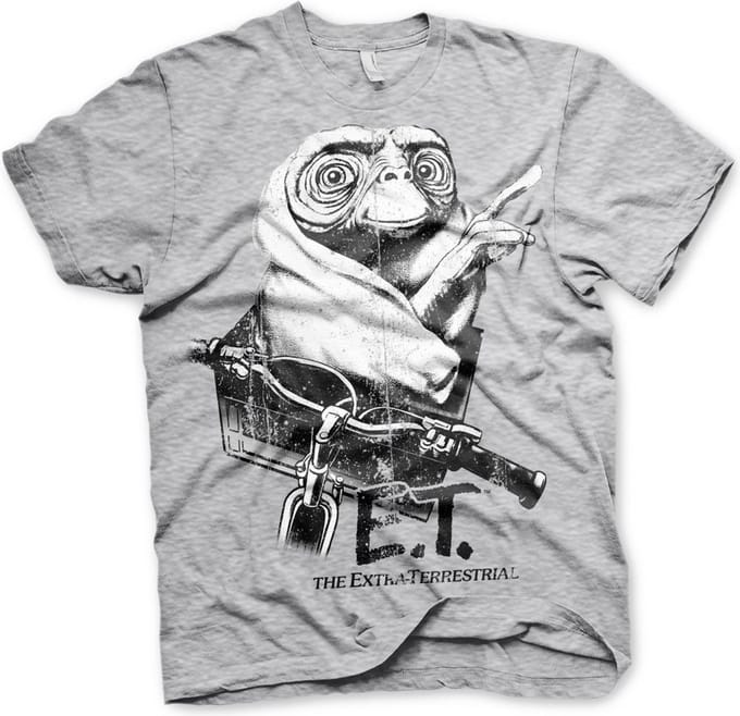 E.T. Biking T-shirt met distressed-look, heathergrijs