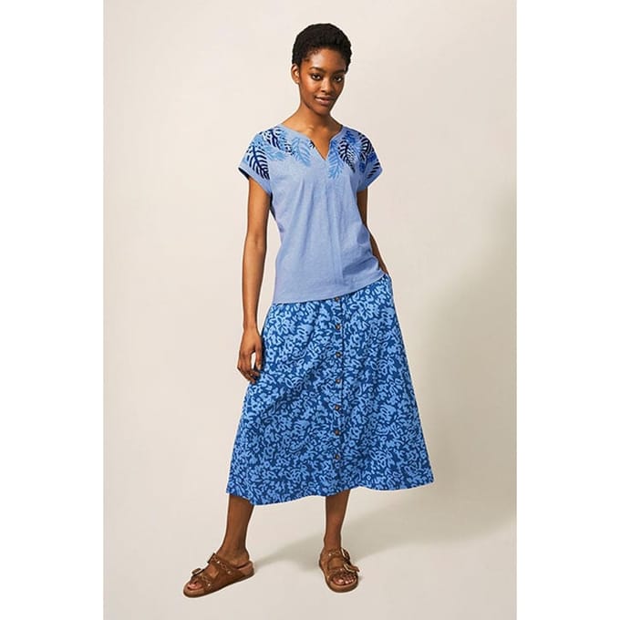 White Stuff Nelly Printed Tee Blue Taglia: 8 | Maglie Sportivi Outlet | Donna | Blu