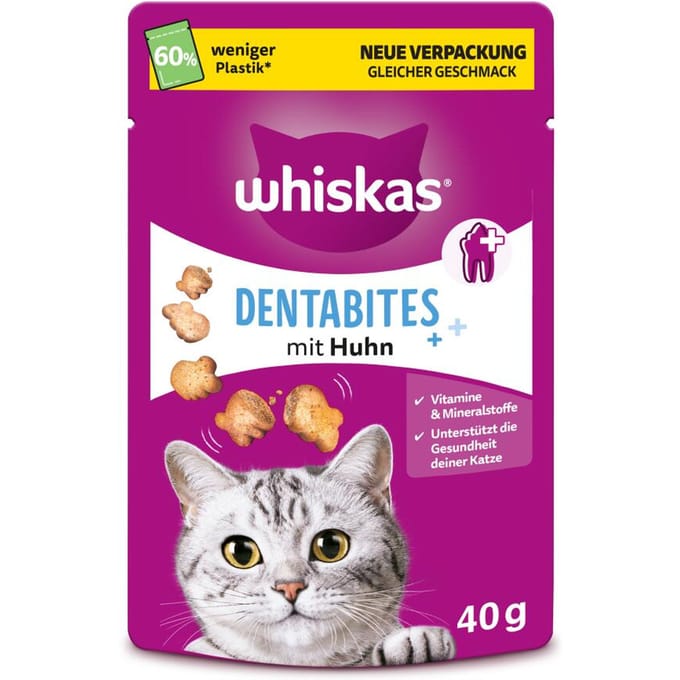 Whiskas Dentabites - Voordeelpakket met Kip (6 x 40 g)