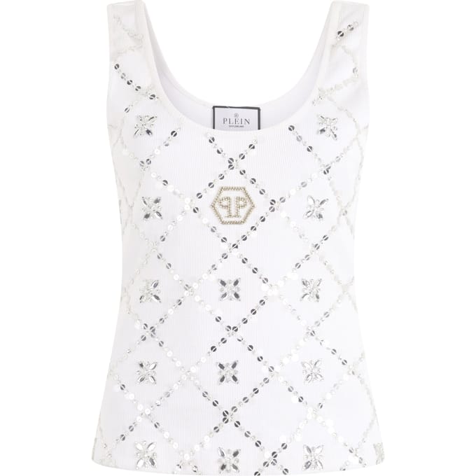 Tank Top Rhomb Flower Strass