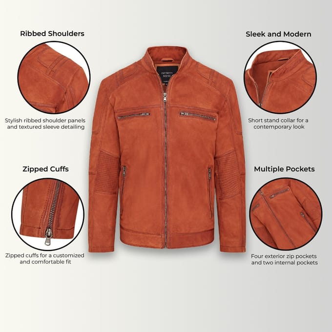 Heren buff lederen cafe racer bikerjack - Jinan