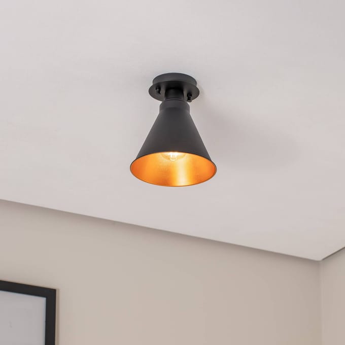 Opviq Plafondlamp Berceste N-676, zwart/goud, metaal, Ø 20 cm
