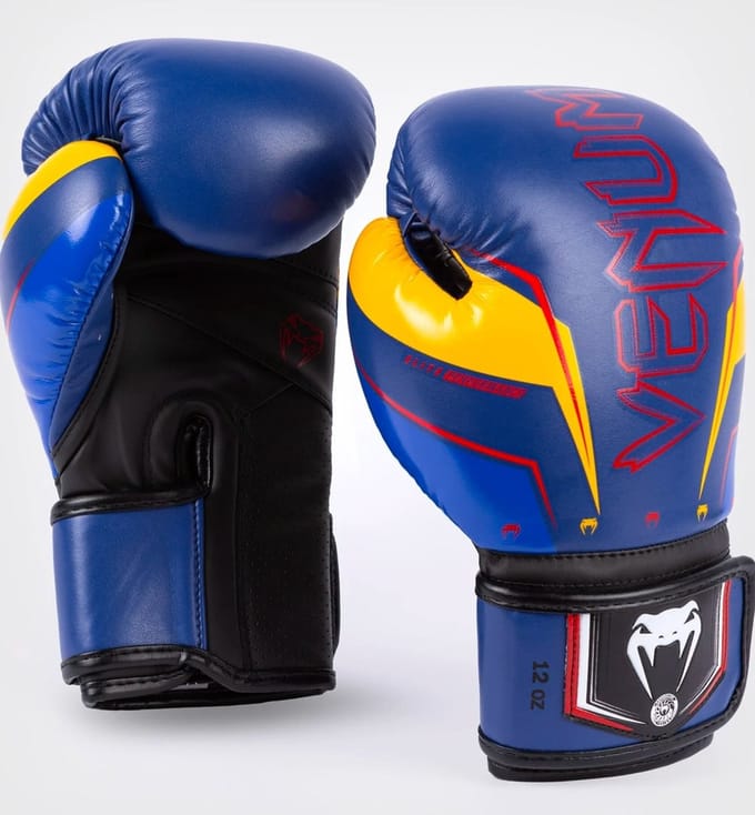 Venum Elite Evo Bokshandschoenen – Blauw/Geel – 12 oz