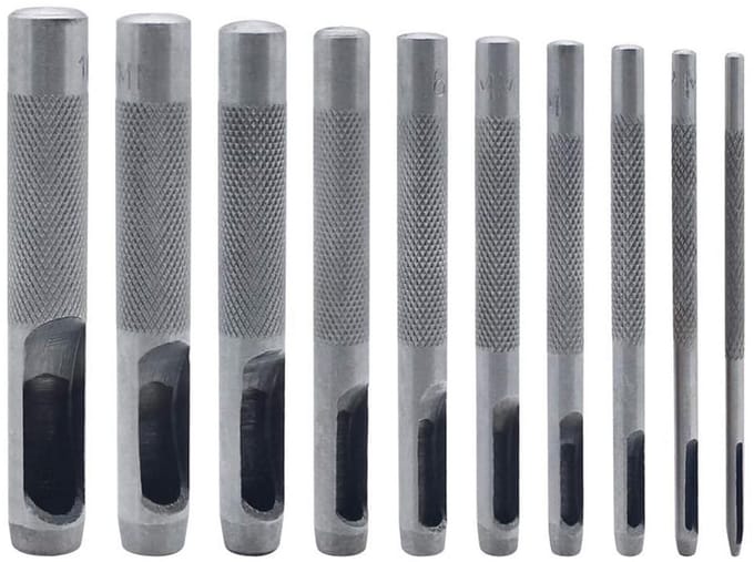 Metalen stansset voor leer 10-delig 1-10 mm
