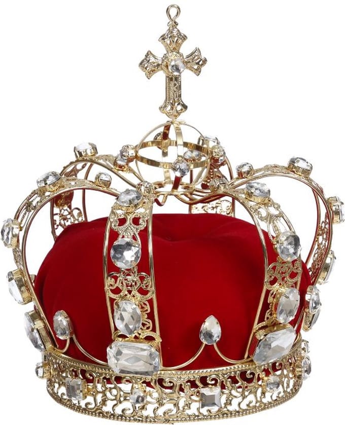 Goodwill Kerstbal-Jewel-Kroon-Piek Parel Goud-Rood Lengte 20 cm