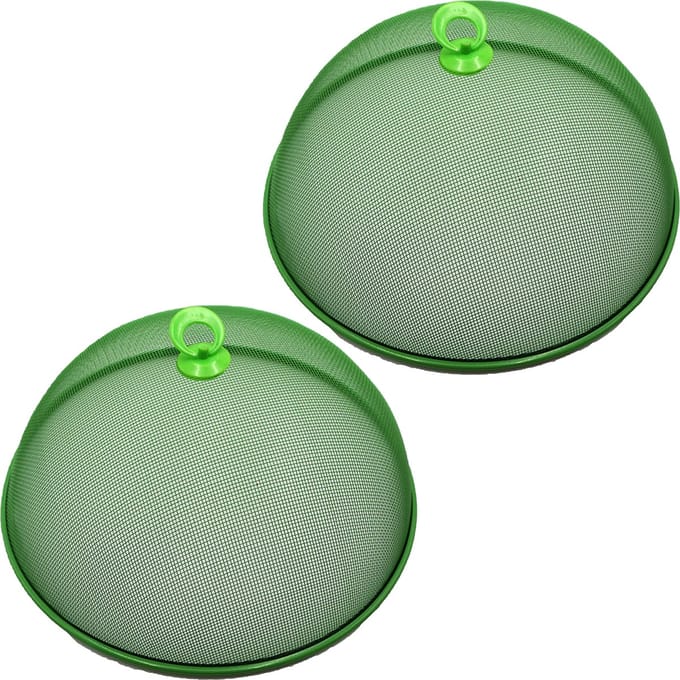 Haushaltshelden Vliegenkap/voedselkap - 4x - groen - metaal - D35 x H16 cm