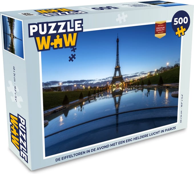 Puzzel De Eiffeltoren in de avond met een erg heldere lucht in Parijs - Legpuzzel - Puzzel 500 stukjes