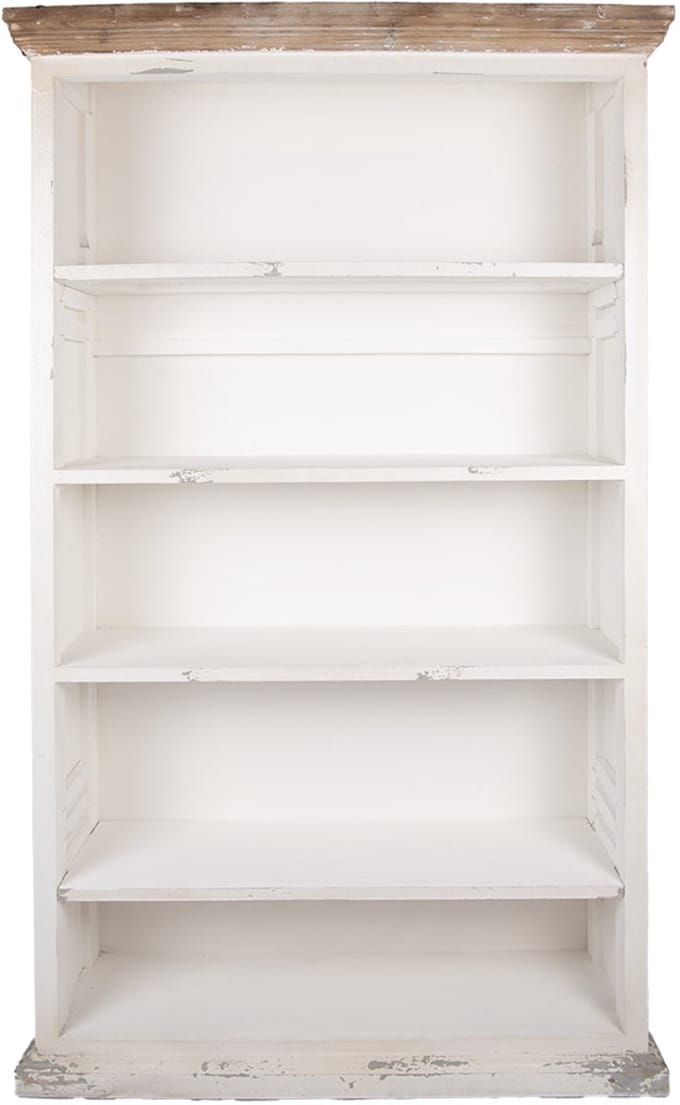 Clayre & Eef Boekenkast Verstelbare Planken 116x36x195 cm Wit Hout
