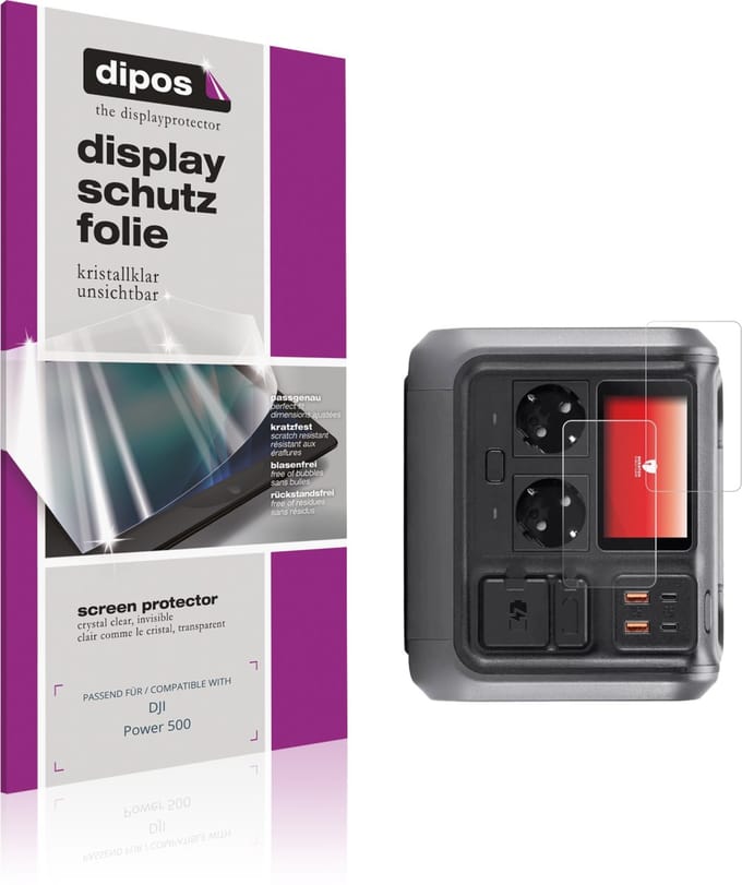 dipos – 2x Beschermfolie geschikt voor DJI Power 500 | Krasbestendige & heldere Screenprotector Ultra-Thin