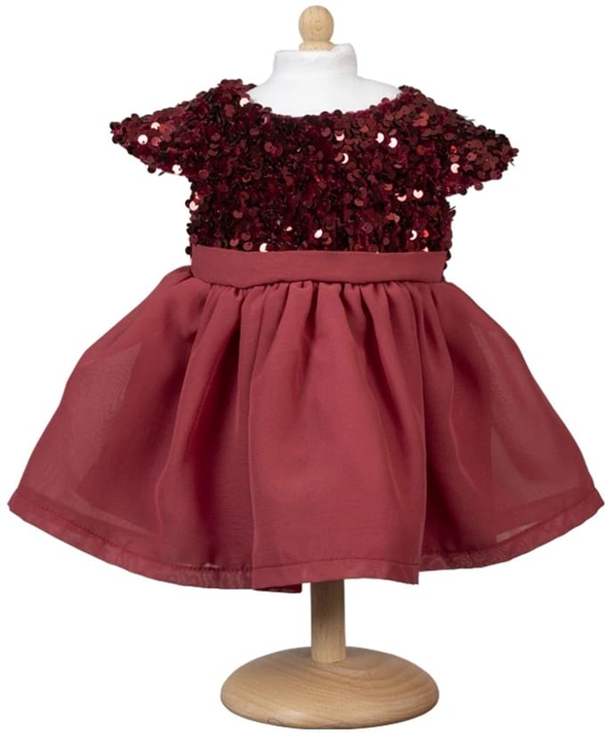 Mamamemo Poppenkleding Feestjurk Bordeaux 42 46 cm