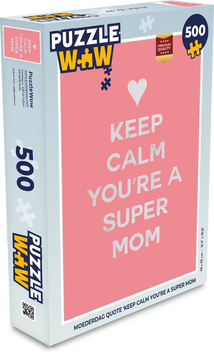 Puzzel Spreuken - Keep calm you're a super mom - Quotes - Mama - Legpuzzel - Puzzel 500 stukjes