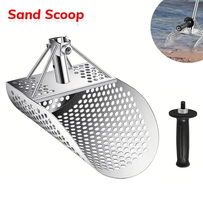 Strandzandscheppen Heavy Duty RVS Schep voor Metaaldetectie Strand Schatvondsten zilver