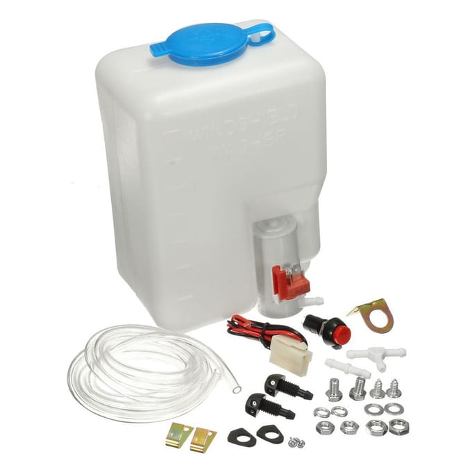 Universele Ruitensproeiervloeistof Reservoir Tank Kit Pomp 12V 1.8L white