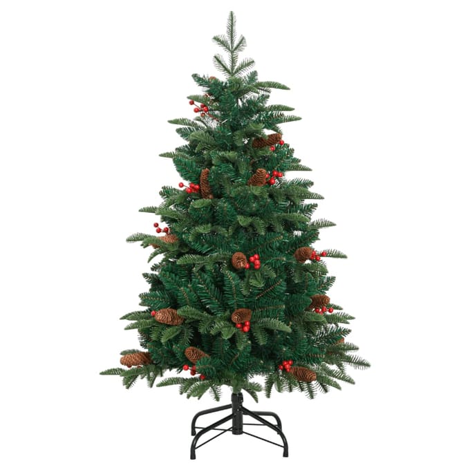 vidaXL - Kunstkerstboom - met - scharnieren - dennenappels - en - bessen - 150 - cm