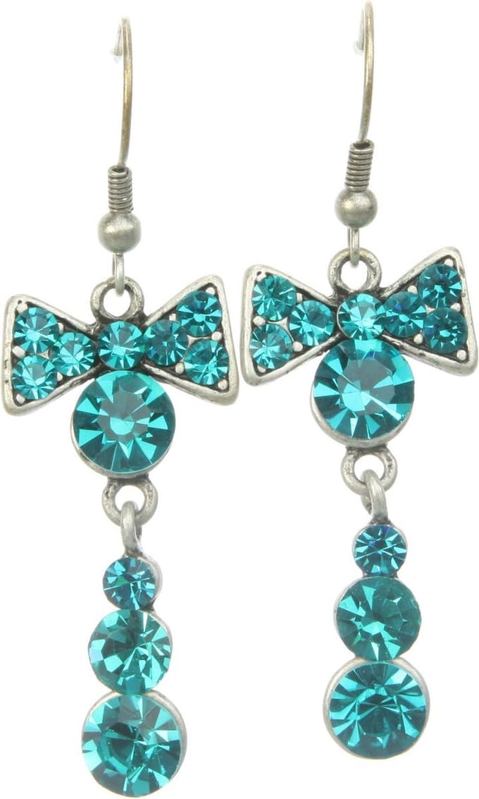 Behave - Oorhangers strikvorm turquoise steentjes - Retro feeststijl