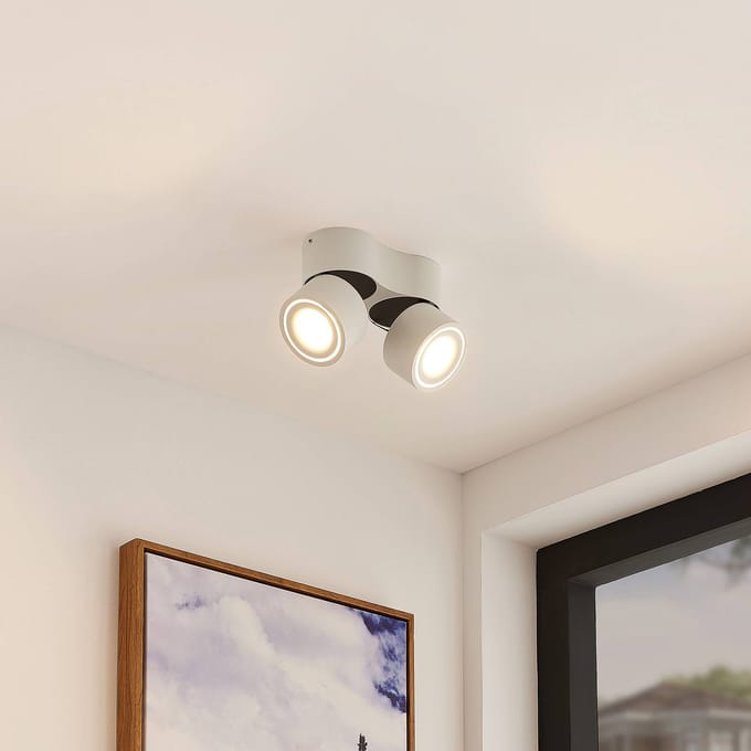 Arcchio LED plafondspot Rotari, wit, 2-lamps, 1362 lm