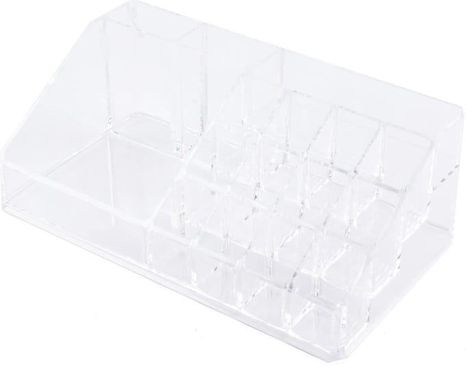 Benson Care Make-up organizer - 16 compartimenten bakje - transparant - kunststof - 22.3 x 12.7 x 8 cm