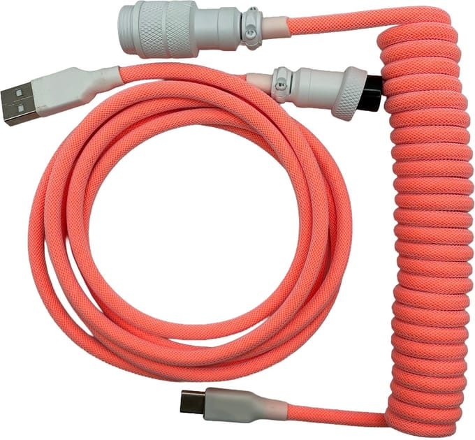 Premium Coiled Cable - Felroze - USB-C Naar USB-A - Mechanisch Toetsenbord Kabel