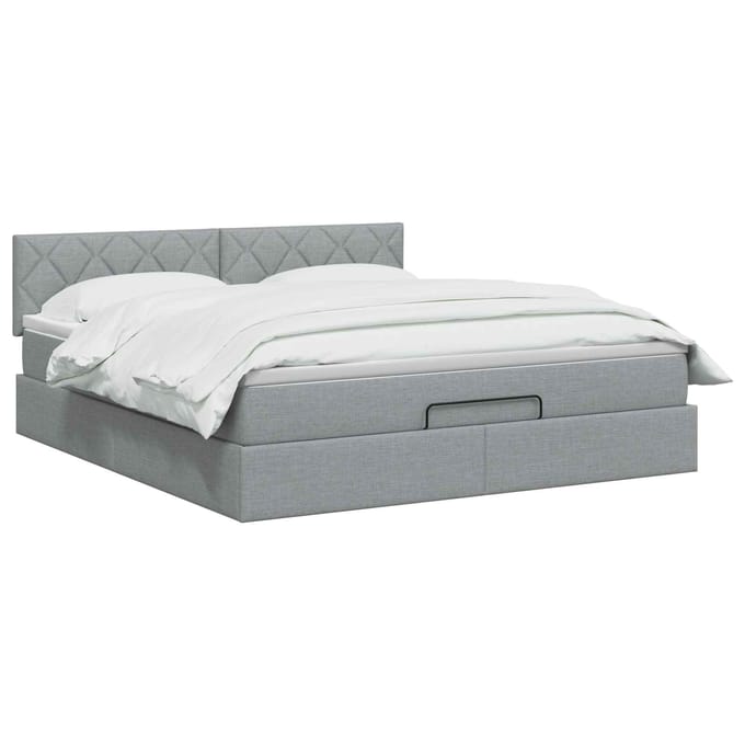 vidaXL - Ottoman - bed - met - matras - Lichtgrijs - 180 - x - 200 - cm - Stof