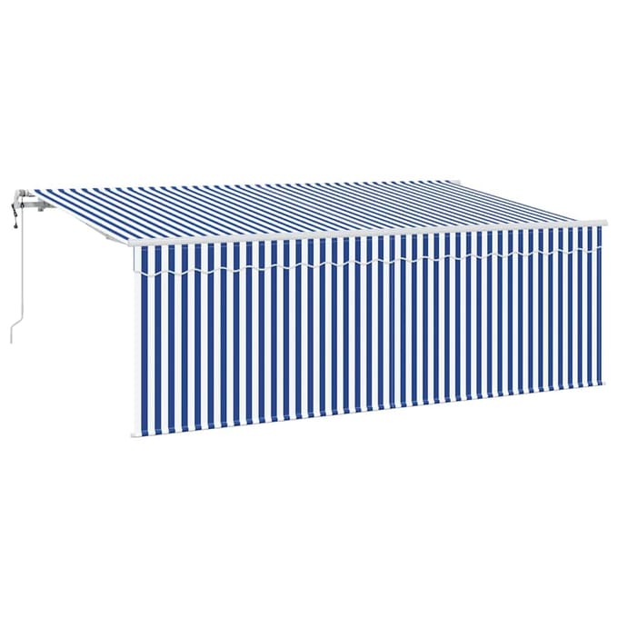 vidaXL - Uitschuifbare - luifel - Blauw - en - Wit - 400 - x - 200 - cm