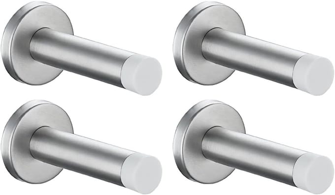 Deurstopper Set - Deur Beveiliger - Muur Bescherming - Geluiddempend Ontwerp - 4 Stuks - Geborsteld Staal
