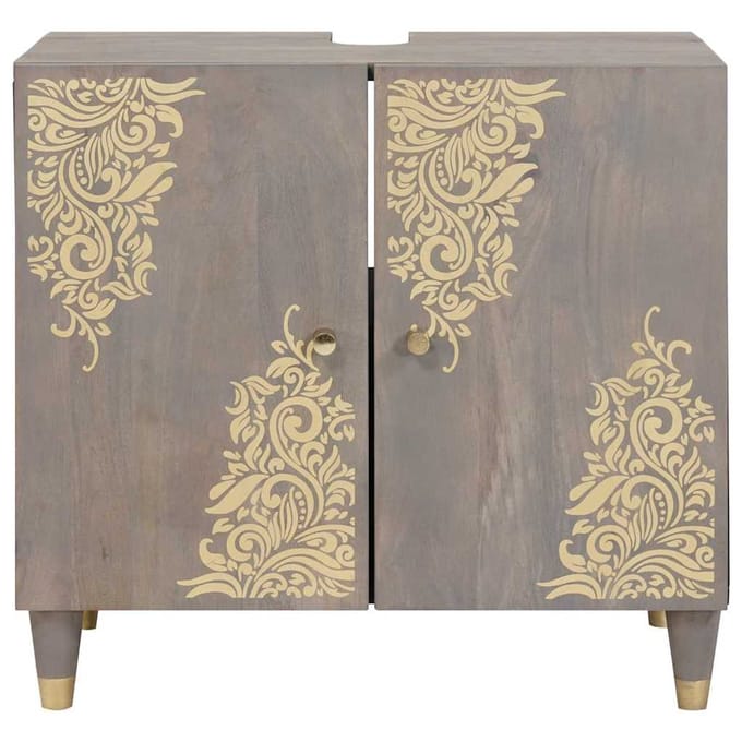vidaXL - Wastafelkast - Grijs - 62 - x - 33 - x - 58 - cm - Massief - Mango - Hout