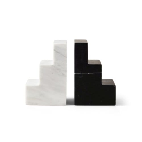 Printworks boekensteun - zwart wit marmer set van 2