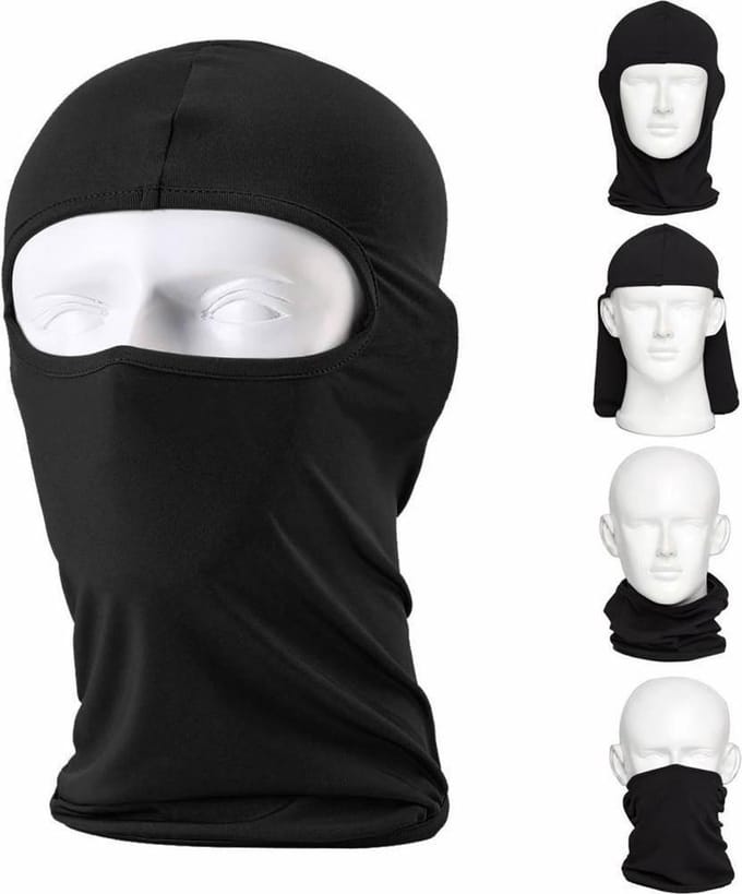 *** 2x Motor Bivakmuts - Balaclava Zwart - 2 stuks - One Size - One hole muts - van Heble® ***