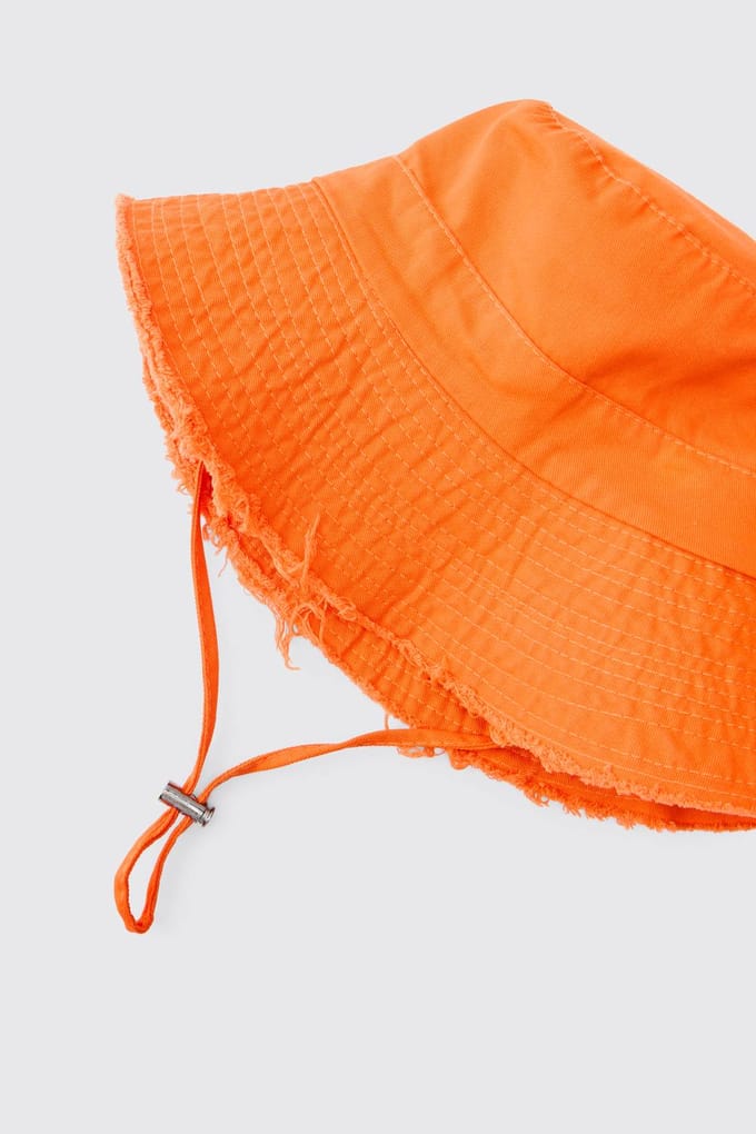 Bucket Hat With Drawstring | Orange