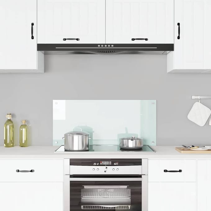 vidaXL - Spatscherm - keuken - 90x40 - cm - gehard - glas - melkwit