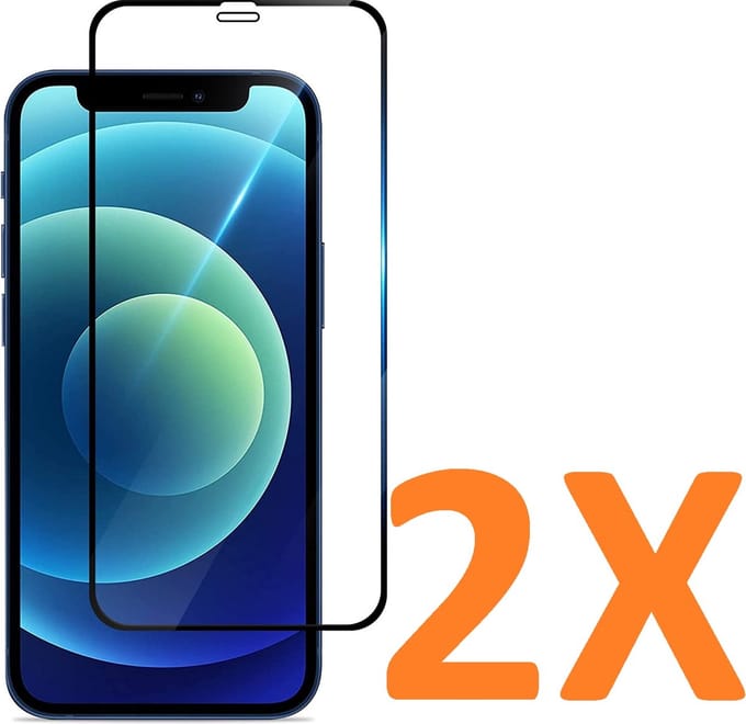 Screenprotector Glas - Full Tempered Glass Screen Protector - 2x Geschikt voor: Apple iPhone 12 Mini (5.4inch)