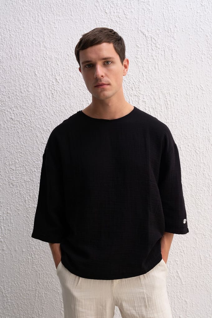 Overmaatse Crew Neck Katoenen T-Shirt
