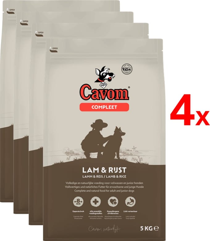 Cavom Compleet - Lam & Rijst - Hondenvoer - 4 x 5kg