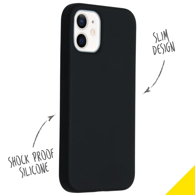 Accezz Hoesje - Geschikt voor Apple iPhone 12 Mini - Liquid Silicone Backcover - Zwart