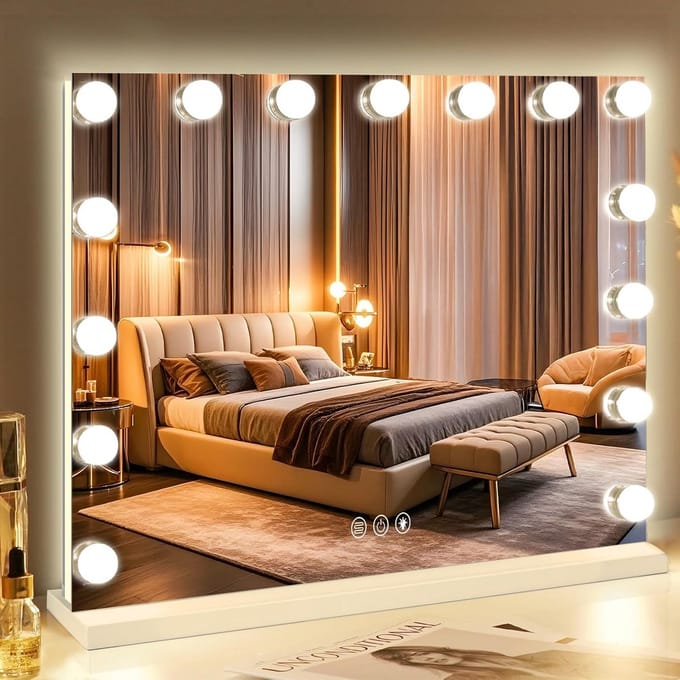 Verlichte Make-up Spiegel met 3 Kleurstanden en Dimbaar Licht