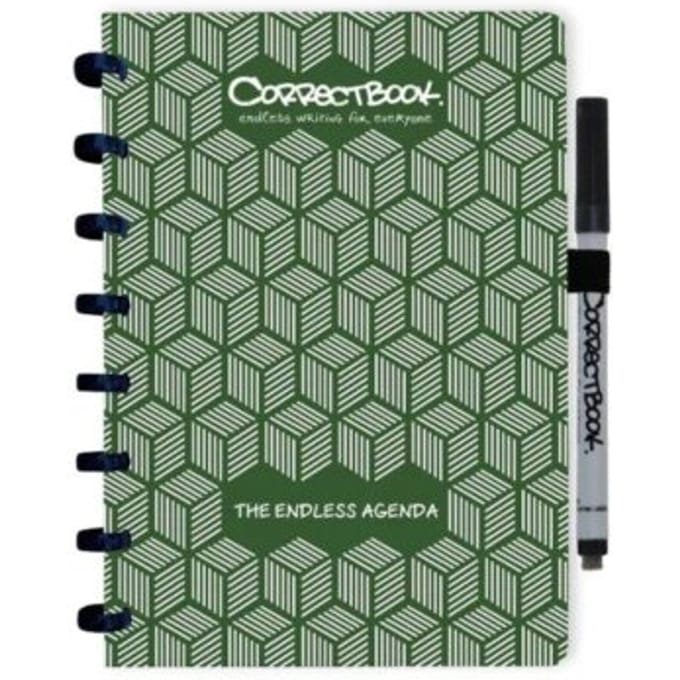 Correctbook Endless Agenda A5, uitwisbaar / herbruikbaar, Forest Green (donkergroen)
