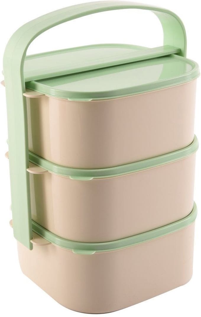Container voor Eten Plastic 3-Niveaus 3x1,15 l - Voedselcontainer - Lunchbox