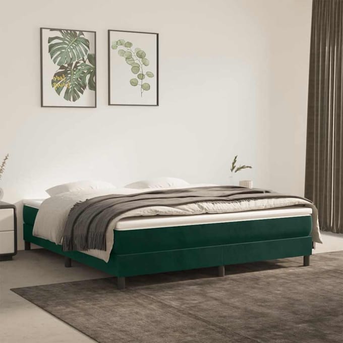 vidaXL - Boxspring - bed - 160x200 - cm - fluweel - donkergroen