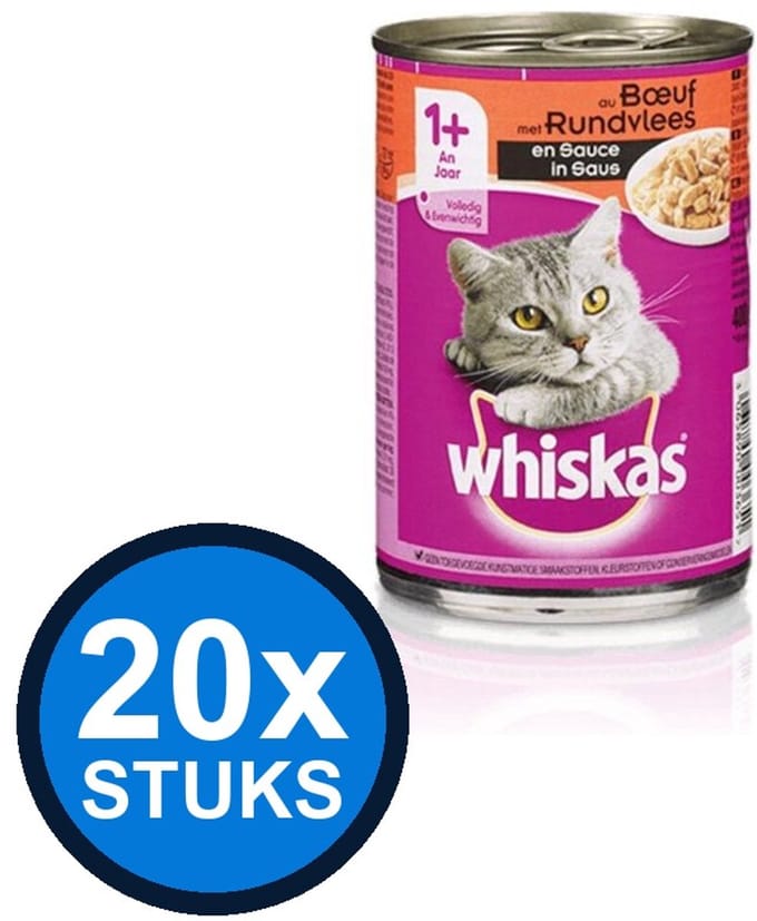 20x Whiskas - Adult Rund in Saus - Kattenvoer Natvoer - 400 g
